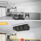 WALMANN Overhead Tote Storage Rail System, Garage Ceiling Bin Storage Rack Heavy Duty Adjustable Tote Slide Rails(White, Bins are not Included)
