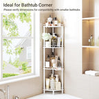 ELYKEN Corner Shower Caddy Standing, 4 Tier Rustproof Metal Shower Organizer with Soap Holder, Floor Shower Corner Shelf Rack Storage Stands with Adjustable Feet & 2 Hooks for Bathroom, White