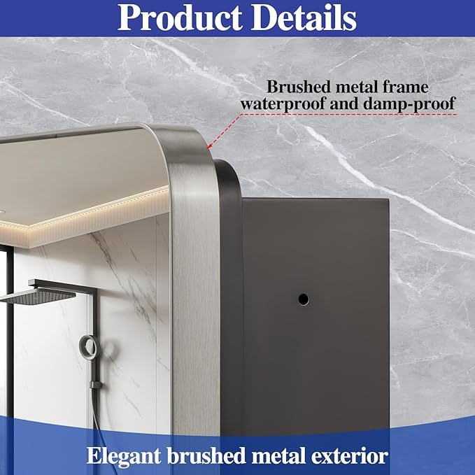 16" x 20" Bathroom Medicine Cabinet with Mirror Door, Brushed Nickel Stainless Steel Frame, Recessed or Surface Mounted,Storage Cabinet with Adjustable Metal Shelves,Upgraded Version