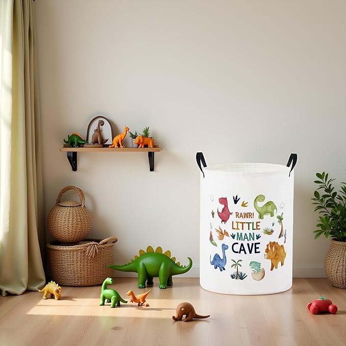 Baby Laundry Basket Baby Nursery Hamper Kids Laundry Basket Toy Storage Bin for Boys Room Decor Gift Baskets for Bedroom Bathroom(Dinosaur)