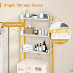 Giantex Over The Toilet Storage Shelf, 3-Tier Freestanding Space Saver Above Toilet with 4 Hooks, Adjustable Bottom Bar, Over Toilet Bathroom Organizer for Restroom, Laundry, Easy Assembly