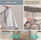 Mesh Bag with Handles, Collapsible Laundry Basket, Foldable Laundry Bag, Breathable Folding Beach Bag,Space-saving Travel Tote Bags (2, Black)