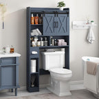 Vabches Over The Toilet Storage Cabinet, Farmhouse Storage Cabinet Over Toilet with Sliding Doors，Home Space-Saving Toilet Rack, for Bathroom, Restroom, Laundry