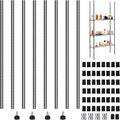 Chrome Wire Shelving Posts Commercial Heavy Duty Poles Wire Shelf Parts with 50 Pcs Clips for 1" Post Rack Accessories, Black(Set of 4,74 Inch)