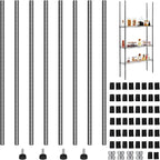 Chrome Wire Shelving Posts Commercial Heavy Duty Poles Wire Shelf Parts with 50 Pcs Clips for 1" Post Rack Accessories, Black(Set of 4,74 Inch)