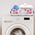 Storage Bin Toilet Paper Basket Multi-purpose Long Organizer Bins Small Kitchen Bathroom Small Items Storage Baskets Cubes Home Decorations Accessories, Cherry Blossom Pink White