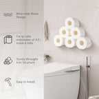 Wall Toilet Paper Holder for Extra 6 Rolls, Iron Wall Mount Toilet Roll Holder, Cloud Floating Toilet Paper Storage Rack, Metal Paper Roll Towel Holder Bathroom Decor Tissue Holder Shelf
