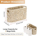Sumnacon Toilet Paper Storage Basket Freestanding, Woven Toilet Paper Holder Stand with Handle, Decorative Narrow Bathroom Baskets Sturdy Plastic Organizer Bin for Tissue Rolls, Toiletries, Towels