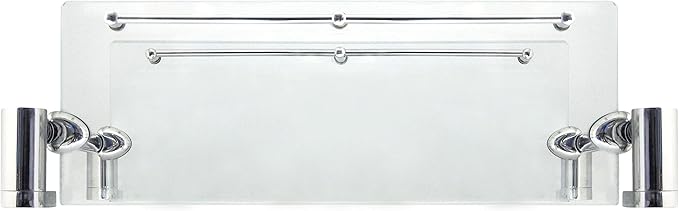 Double Wall Glass Shelf with Pre-Installed Rail - Polished Chrome - Oval Series - 5 Year Warrantee