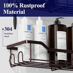 Kitsure Shower Caddy Large - Adhesive Shower Organizer, Stainless Steel Shelf for Inside Shower, No Drill Bathroom Organizers and Storage, Home Decor Accessories, 2 Pack, Brown