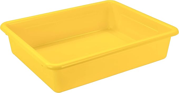 Storex Letter Size Flat Storage Tray – Organizer Bin for Classroom, Office and Home, Yellow, 5-Pack (62519A05C)