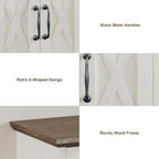 ChooChoo Farmhouse Medicine Cabinet, Bathroom Wall Cabinet with Adjustable Shelf, Towel Bar, 3 Hooks, Over The Toilet Storage Cabinet for Bathroom, Kitchen, Antique White & Brown