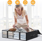 StorageRight Under Bed Storage Bags 6 Pack, 40L Large Clothes & Comforter Storage Containers with Clear Window, Breathable Fabric Organizer for Blankets, Bedding, Seasonal Clothing, Black