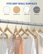 2 Pack Closet Rods for Hanging Clothes, 17 to 54 Inches Stepless Adjustable Metal Closet Rod, 1.3 Inches Heavy Duty Clothes Hanging Rod for Closet Wardrobes Laundry RV, Silver