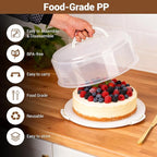 12 Inch Cake Carrier with Lid and Handle – Cake Container for Baking Events & Outdoor Trips | Adjustable Height,Portable Food Cake Carrier Storage Solution for Picnics & Camping (WHITE-SET)