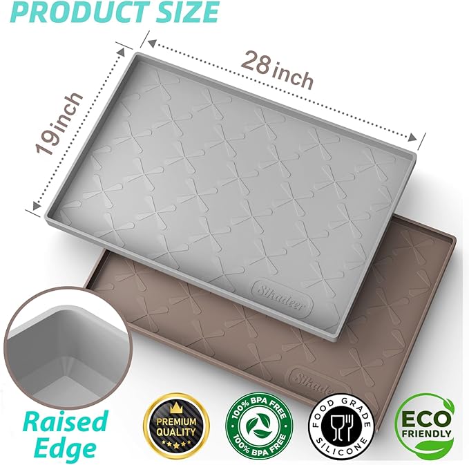 SIKADEER 28" x 19" Under Sink Mat Waterproof, Silicone Mat Kitchen Drawer Shelf and Cabinet Liner, Sink Protector for Kitchen Organizers and Storage, Boot Tray Pet Food Mats