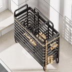 Kitchen Utensil Holder, Silverware Organizer Holder, Kitchen Counter Drainer Basket Cutlery for Flatware, Spoons, Forks, and Knives, Stainless Steel Utensil Drying Rack with Drain Tray (3 Cells)