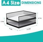 Wire Mesh Letter Trays Paper Tray Desk File Organizer, 2 Pack Stackable Metal Front-Load Documents Tray for Office Supplies File (Lengthways)