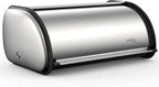 ENLOY Bread Box for Kitchen Counter, Stainless Steel Roll Top Bread Bin, Sliver Bread Storage Holder with Lid, Large Capacity Bread Keeper, 17 x 11 x 7 Inches