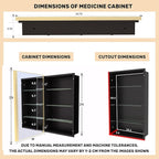 Bathroom Medicine Cabinet with Mirror, Recess or Surface Mount, Single Door Cabinet Famerhouse Bathroom Mirror with Storage Cabinet (Brush Gold, 16"x26")