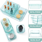 25 Pcs Clear Drawer Organizer, Adjustable Drawer Storage Box, 3-Size Desk Drawer Organizer, Acrylic Storage Bins for Makeup, Kitchen Utensils, Bedroom Dressers Tool Organizer for Gadgets, Blue
