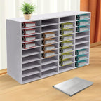 Countertop Literature Organizer, Letter Size Paper Organizer,Desktop Organizer for Storage,with Slots, Office Mailboxes with Removable Shelf (36 Compartments White)