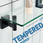 KOKOSIRI Bathroom Shelves Glass Floating Shelf 20-Inch for Bedroom Living Room Kitchen Hanging Rack Rustproof Wall Mounted Black 2 Pack B1105BK-L20-P2