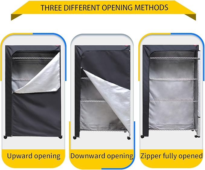 Shelving Cover Storage Shelf Wire Rack Cover 60X24X72 The Two-Way Zipper Design can be Opened up, Down, or All for Easy Access (No Shelves,Black)
