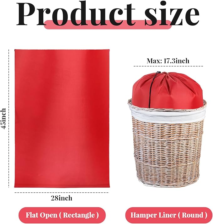 Woanger 12 Pack 28 x 45 Inch Extra Large Laundry Bags Bulk Washable Travel Laundry Bag with Drawstring Closure Large Dirty Clothes Organizer for College Dorm Home Hotel Camping(Red)