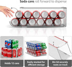 Sorbus Soda Can Organizer for Refrigerator – Stackable Can Dispenser with Lid for Fridge, Pantry, or Freezer – Holds 12 Cans Each, BPA-Free Clear Drink Organizer (4-Pack)