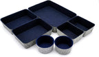 Welaxy Desk Drawer organizer felt trays desktop storage bins dividers for office supplies Nightstand sort catchall entryway key holder decluttering 7-piece (Navy)