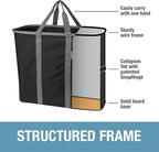 CleverMade Collapsible Laundry Caddy – Foldable Laundry Hamper & Tote, XXL 64L Pop-Up Laundry Basket with Handles, Space-Saving Laundry Organizer for Home, Dorm, Closet & Travel, 2 Pack - Black Gray