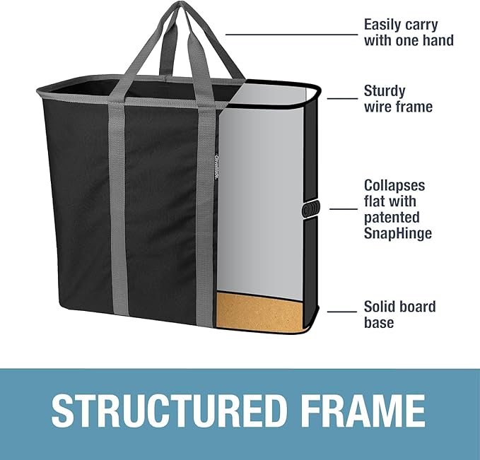 CleverMade Collapsible Laundry Caddy - Gray Charcoal 2-Pack 64L - Foldable Storage Organization Container for Clothes Laundry Room Storage Solution