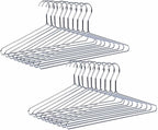 Amber Home 20 Pack Heavy Duty Metal Shirt Coat Hangers, Stainless Steel Clothes Hanger with Polished Chrome, 17 Inch Silver Metal Wire Hanger