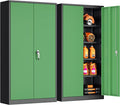 INTERGREAT Metal Storage Cabinet with Lock, 72" Steel Lockable Storage Cabinets with Locking Doors and Adjustable Shelves, Locking Tool Cabinets for Office, Home, Garage, Gym, School (Black Green)