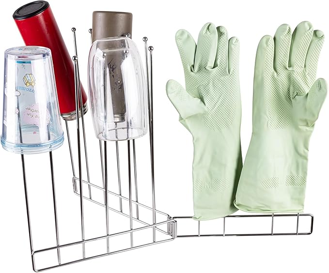 Bottle Drying Rack,Kitchen Glove Holder, Stainless Steel Gloves Drying Rack,Baby Bottle Dryer Rack,Plastic Bag Drying Rack,Rubber Glove Drying Rack for Dishwashing