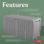 Keter Marvel Plus 71 Gallon Resin Outdoor Storage Box for Patio Furniture Cushions, Throw Pillows, Garden Tools and Pool Floats, Light Grey