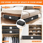 SpaceWhisper 90L Under Bed Storage Containers, 4-Pack Storage Bins with Clear Top, Foldable Closet Organizers and Storage with Label Holder for Clothing, Blankets, Comforter & Pillows(Black)