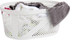 Mind Reader 40L Ventilated Laundry Baskets, Lightweight Clothes Hamper with Cutout Handles for Bathrooms and Closets, Plastic, Set of 2, White