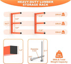 Ultrawall Lumber Storage Rack Wall Mount Wood Storage Racks, Metal Wood Organizer Racks for Shed, Workshop, Garage, Holds Up 220 LBS Per Level (Pack of 4, Orange)