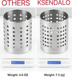 KSENDALO Small Stainless Steel Utensil Holder, SUS304 Silverware Utensil Drying Rack, Utility Sturdy Home Kitchen Daily Use Utensil Drainer for Countertop, Silver (5.32inch Tall)