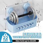 LEVERLOC Shower Caddy Suction Cup 2 Pack, Shower Organizer Removable Bathroom Shelf, Storage for Inside Shower Powerful Suction Max Hold 22lbs Waterproof Holder, Blue