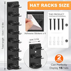 4 Pack Hat Organizer for Baseball Caps, Hat Rack for Wall, Strong Adhesive & Screw-in Cap Holder hat hangers for Closet Door & Bedroom
