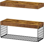QEEIG Bathroom Shelves Over Toilet - Wall Mounted Floating Shelves Toilet Paper Storage Small Farmhouse Decor Shelf 16 inch Set of 2, Rustic Brown (019-BN2)