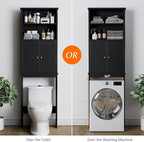 Meilocar Over The Toilet Storage Cabinet for Bathroom, Storage Organizer Over Toilet, Space Saver W/Adjustable Shelf & Open Shelves, 75in, Black