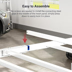 FLEXIMOUNTS 4x8 Overhead Garage Storage Rack with 6 Hooks, Adjustable Storage Organization System, Heavy-Duty Metal Ceiling Racks, 22.6" -39.4" Ceiling Dropdown, 2 Pack, White, Lite Series