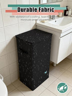 Laundry Hamper with Lid, Reinforced Sturdy Clothes Hamper with Anti-Puncture Base, Large Collapsible Laundry Basket with Removable Liner Bag, Tall Dirty Clothes Bin for Family, 100L Black