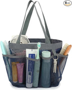 Mesh Shower Caddy Portable for College Dorm Room Essentials, 8-Pocket Large Shower Basket Tote Bag with 2 Handles for Toiletry, Bathroom, Beach, Camp, Gym