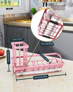 Consumest Sponge Holder for Kitchen Sink - Kitchen Sink Caddy Organizer with Removable Drip Tray for Countertop Dish Soap Dispenser Brush Storage Accessories 304 Stainless Steel, Pink