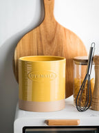 YHOSSEUN Kitchen Utensil Holder for Countertop, Ceramic Utensil Holder for Kitchen Counter, Cooking Utensil Crock for Spatula, Oval Shape, Yellow